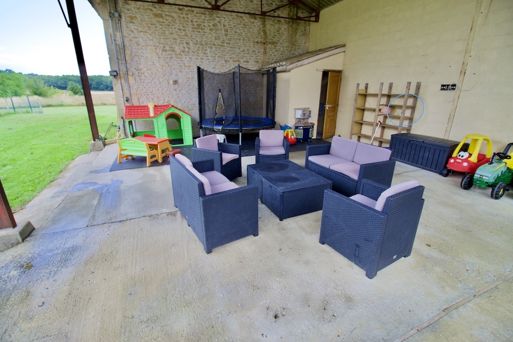 Hangar with games and seating